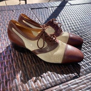 Pierre Cardin Mens Classic Brown and Cream Dress Shoes